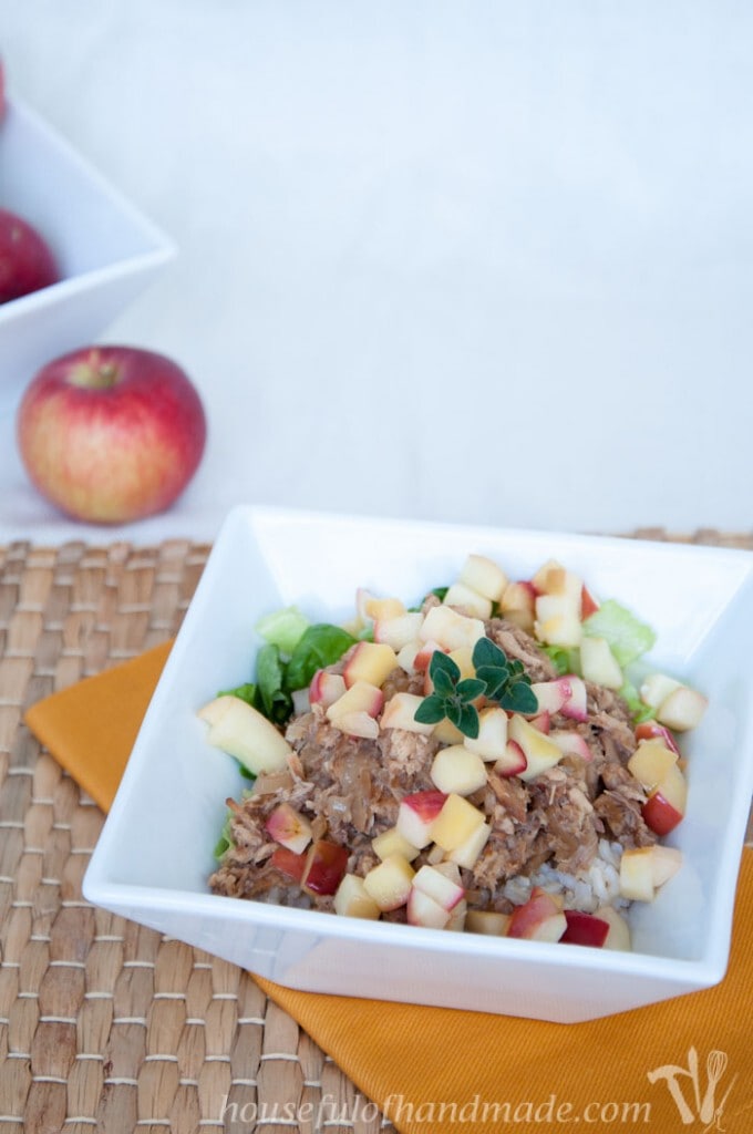 Slow Cooker Pork and Apples Rice Bowls a Houseful of Handmade