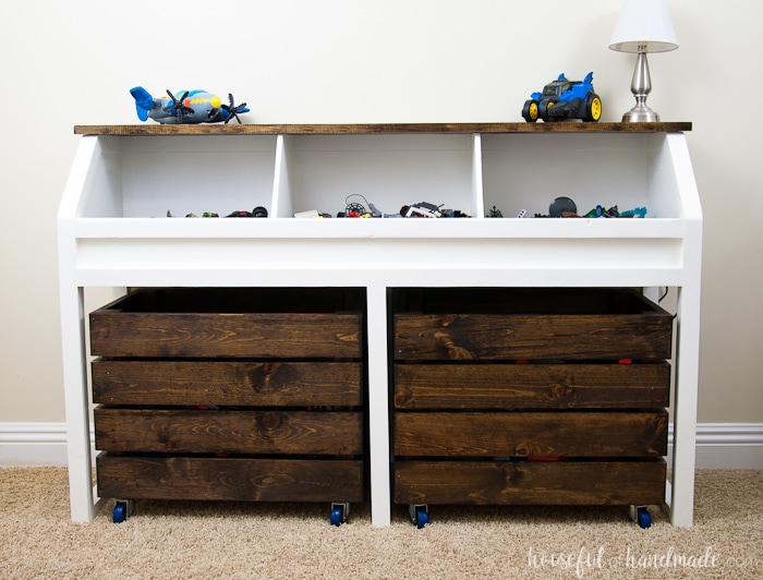 Rustic Toy Storage Unit Build Plans - a Houseful of Handmade