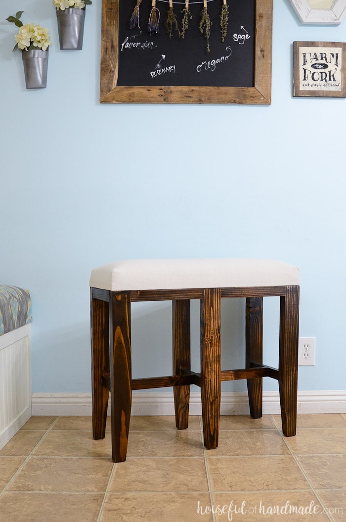 Upholstered Barstool Benches DIY - a Houseful of Handmade