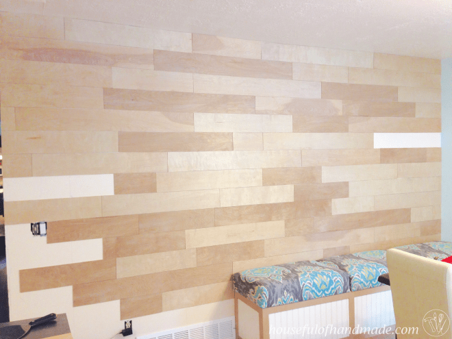 How to install a large feature plank wall for under $100. | Houseful of Handmade