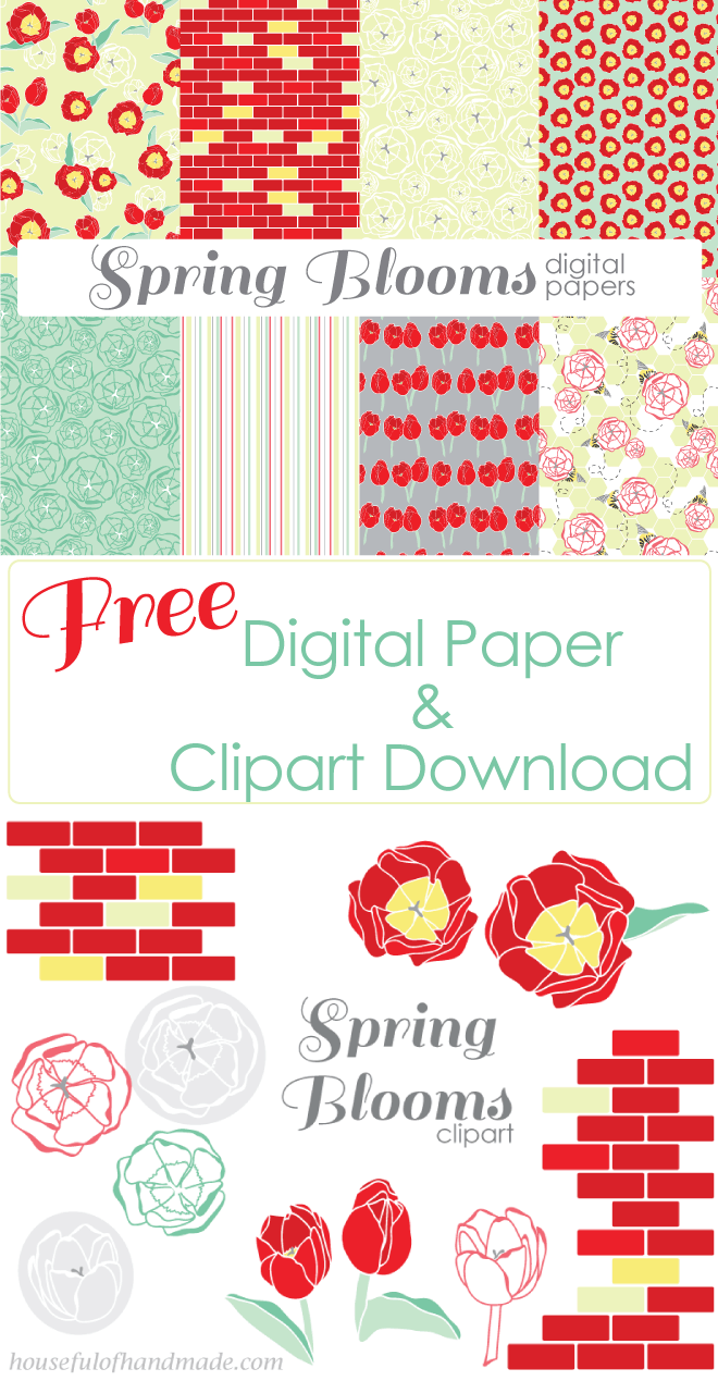 Spring Blooms. Free digital papers and clipart from Houseful of Handmade.
