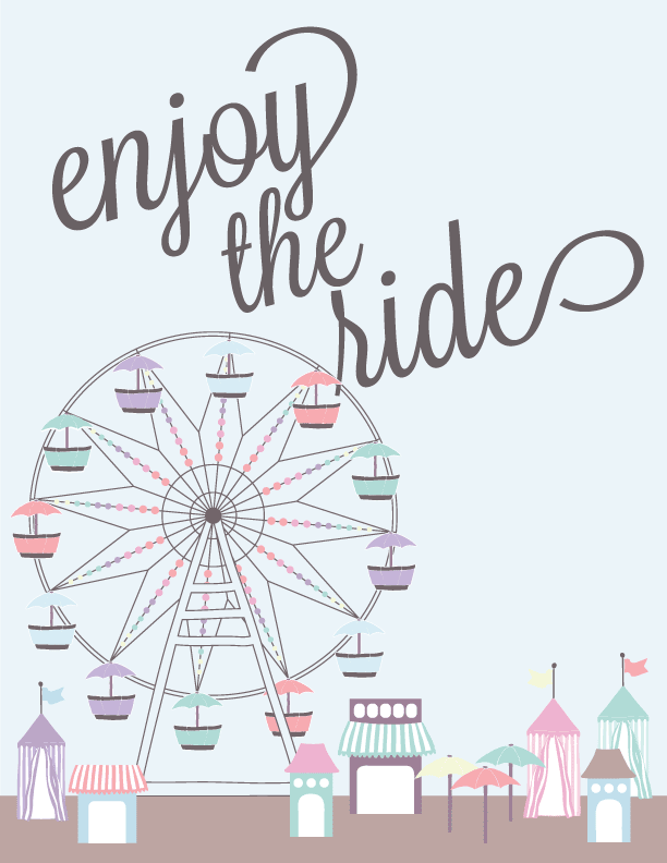 Free printable for your summer decorating. Enjoy the ride this summer with a vintage ferris wheel artwork from Houseful of Handmade.