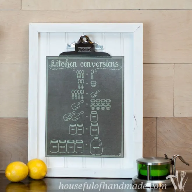 Free printable kitchen conversion charts make cooking easier! Four colors to choose from. Free download from Houseful of Handmade.