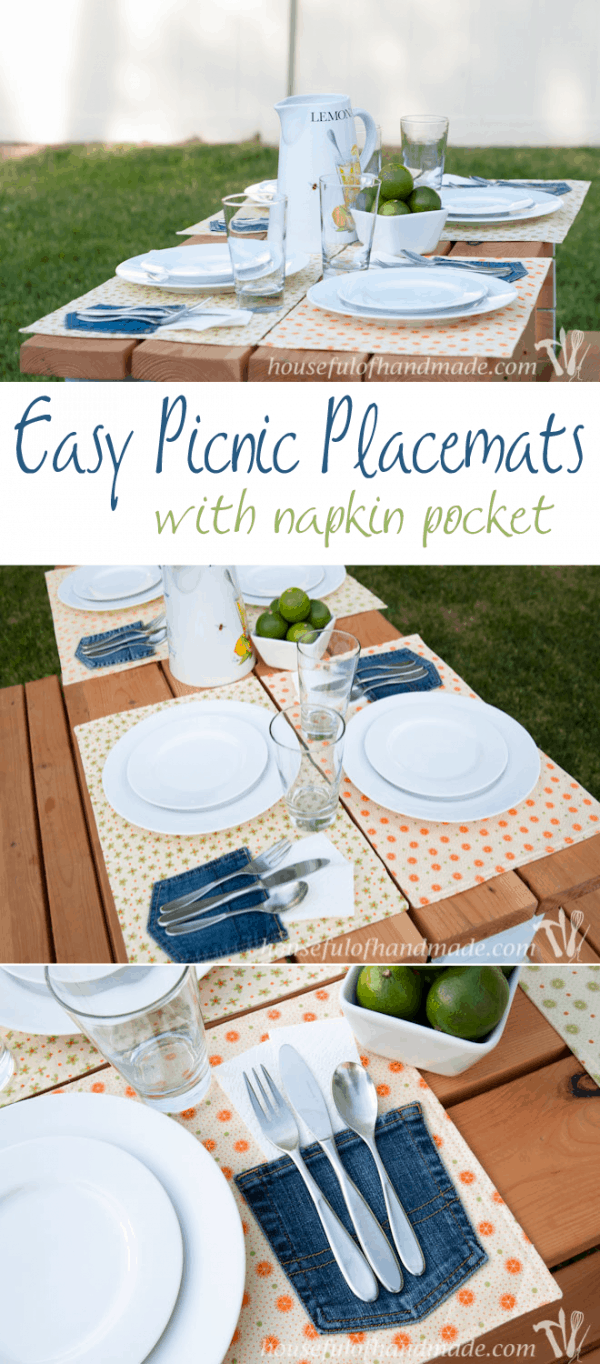 Easy Picnic Placemats with a Napkin Pocket Houseful of Handmade