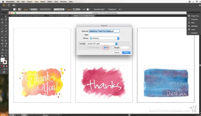 Save a printable cards as a PDF in Illustrator
