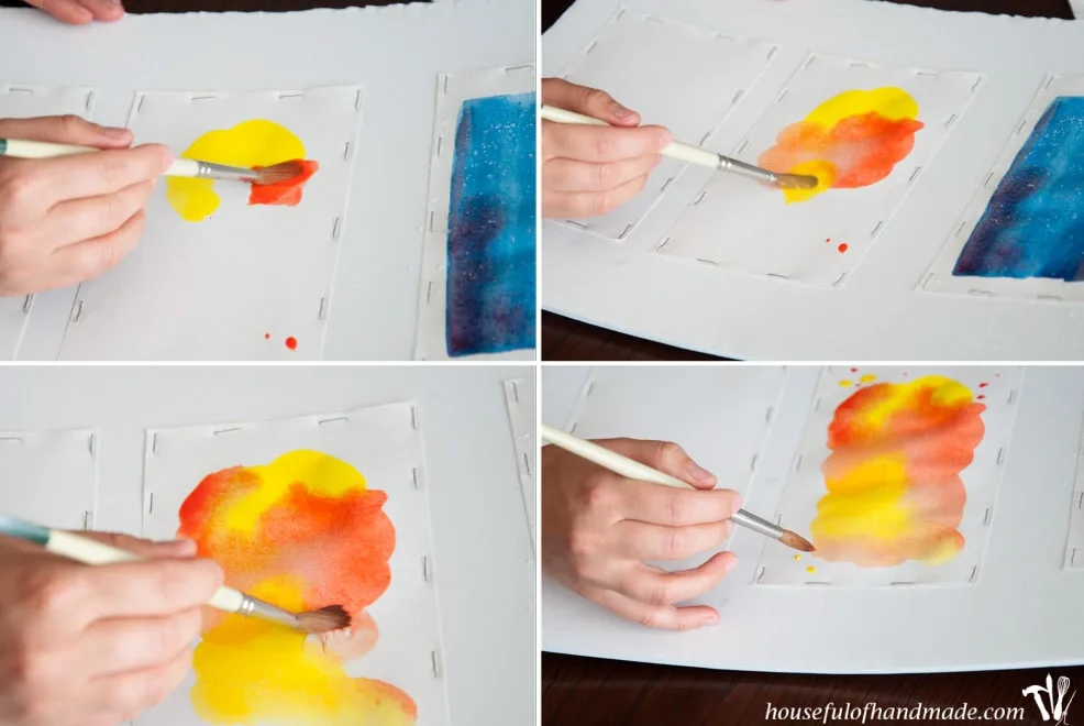 Watercoloring swatches for use in printable cards