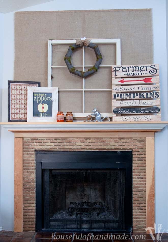 I love this simple, rustic fall mantle. Includes links to tutorials for each part of the mantle. From Houseful of Handmade.