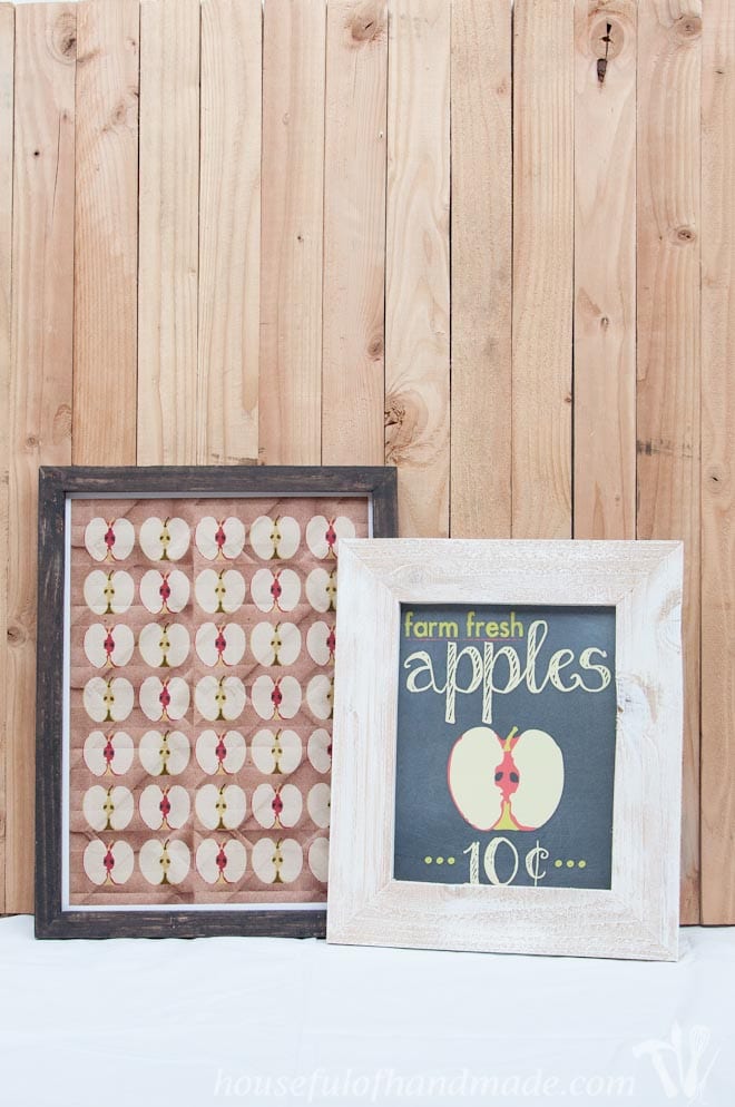 two diy rustic picture frames with fall apples