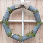 Rustic wreath for fall made from branches trimmed from a tree.