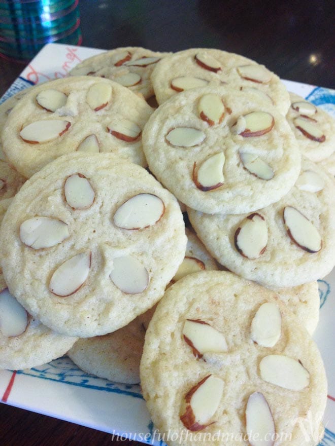 Sugar cookie with almonds to look like a sand dollar for delicious mermaid treats for party