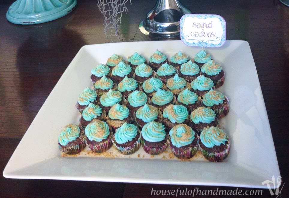 Cupcake with mermaid birthday party themed signs
