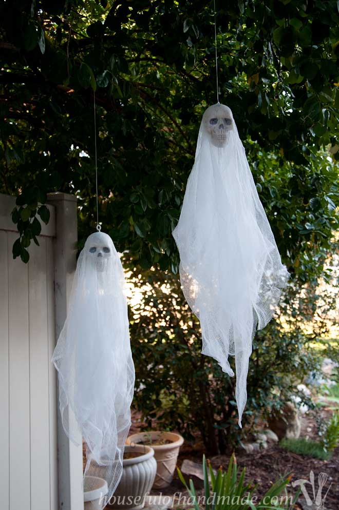 Make some super simpler, $3 skull ghosts to spooky up your house for Halloween. Tutorial on Houseful of Handmade.