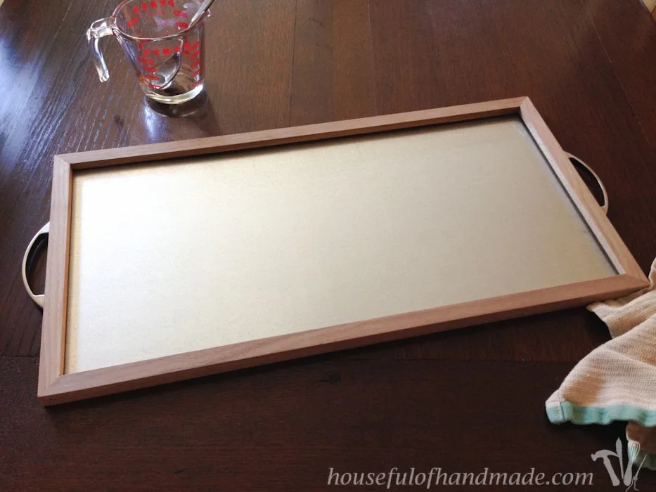 Make a simple and beautiful wood and steel serving tray for the holidays. A great DIY for gifts or to entertain this season. | HousefulofHandmade.com