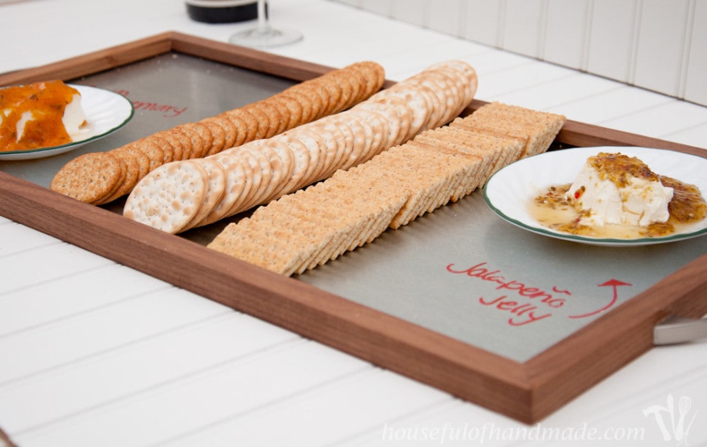 Make a simple and beautiful wood and steel serving tray for the holidays. A great DIY for gifts or to entertain this season. | HousefulofHandmade.com