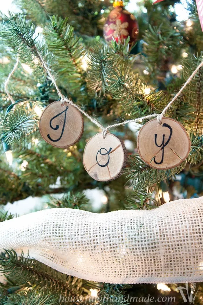 Wood slice & Burlap Christmas Wreath