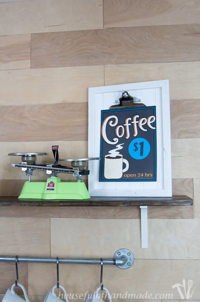 I love this coffee station. It has everything you need to make the perfect cup of coffee or tea. And has tons of storage! | Housefulofhandmade.com