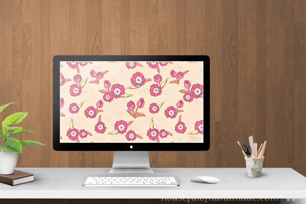 Download these fun tulips for your electronics this spring. I love the softness of these free digital backgrounds for March from Housefulofhandmade.com