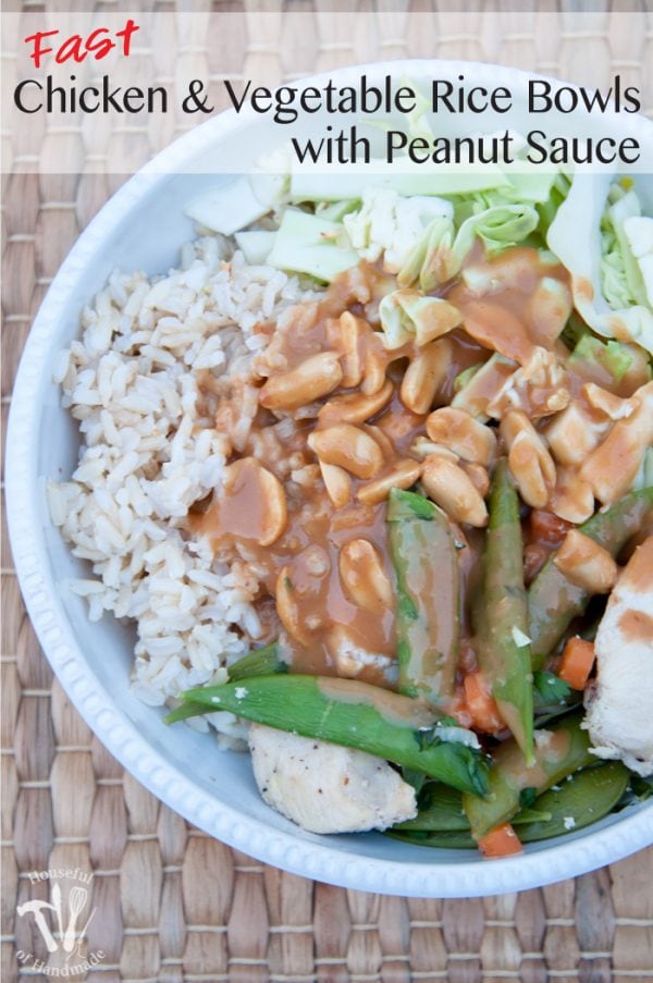 Fast Chicken & Vegetable Rice Bowls with Peanut Sauce Houseful of