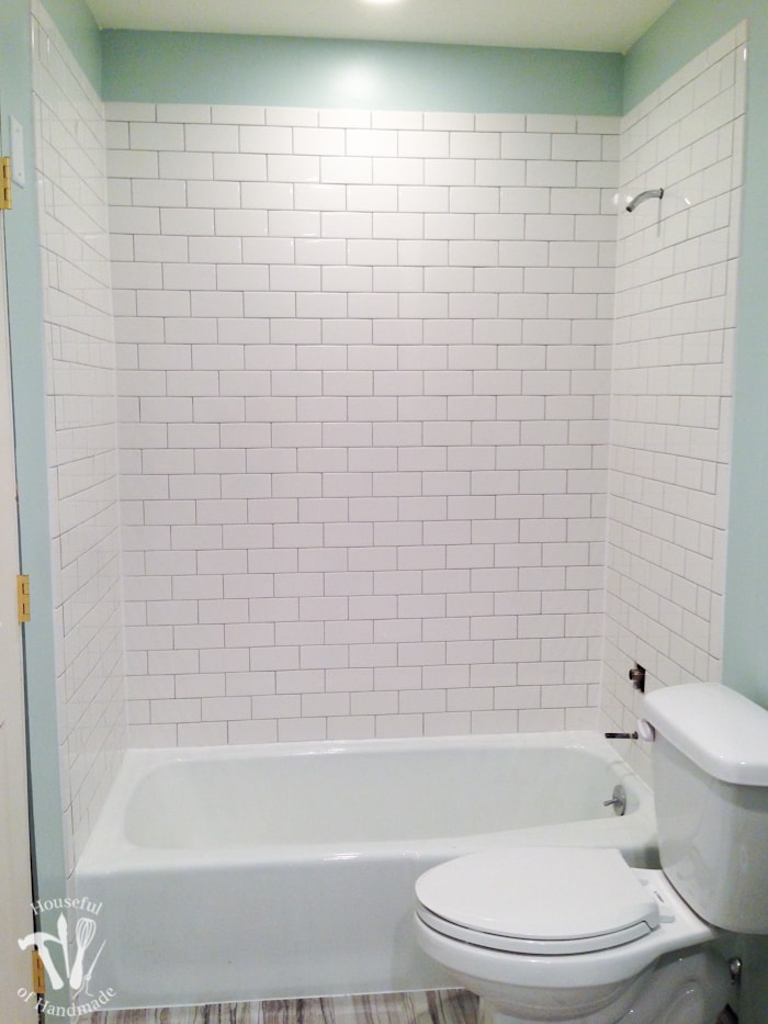 I've been working hard on the master bathroom remodel. This week I tackled tiling and learned a lot. Check out the update on the bathroom and see what I learned so you can avoid making the same mistakes. | Housefulofhandmade.com
