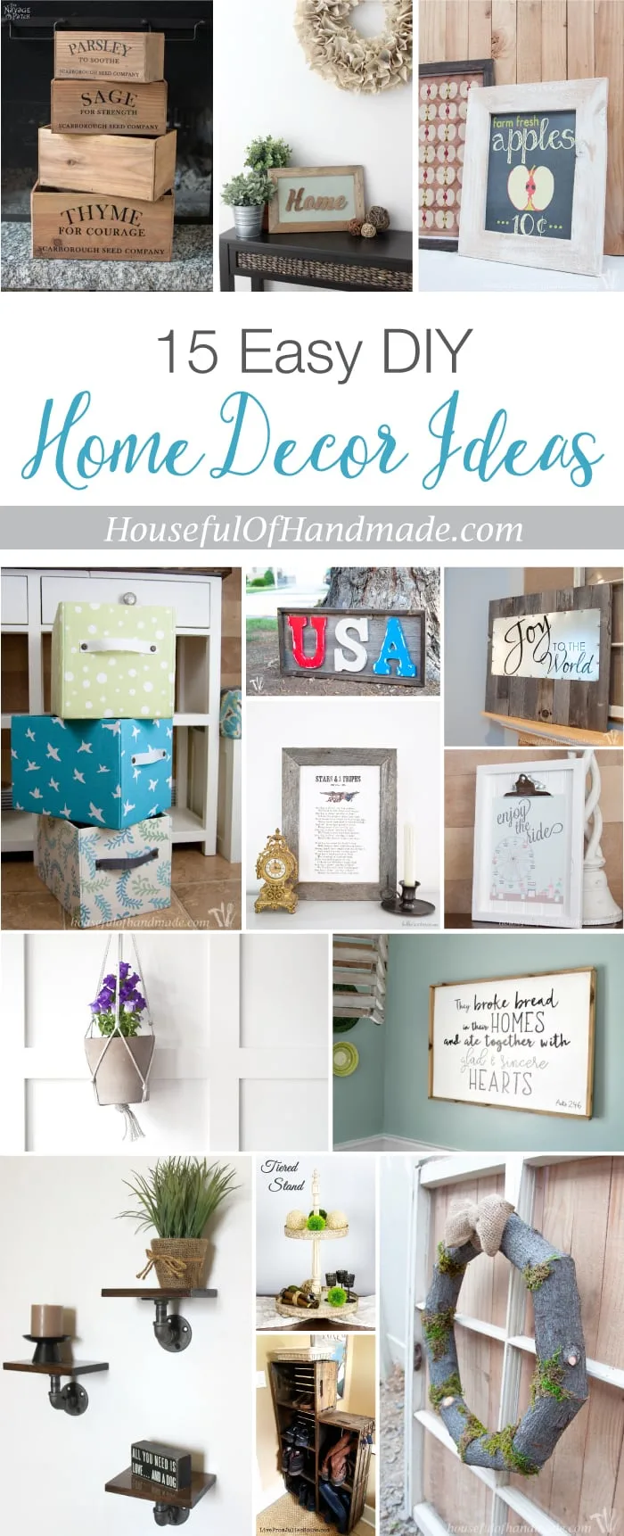 I love these easy DIY home decor ideas! I can't wait to make #8 for my home. Create the perfect space by making your own home decor. | Housefulofhandmade.com 