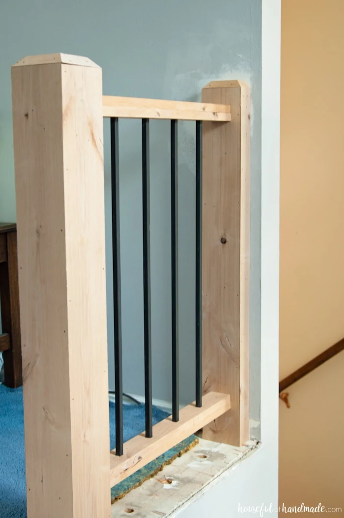 new rustic railings in living room