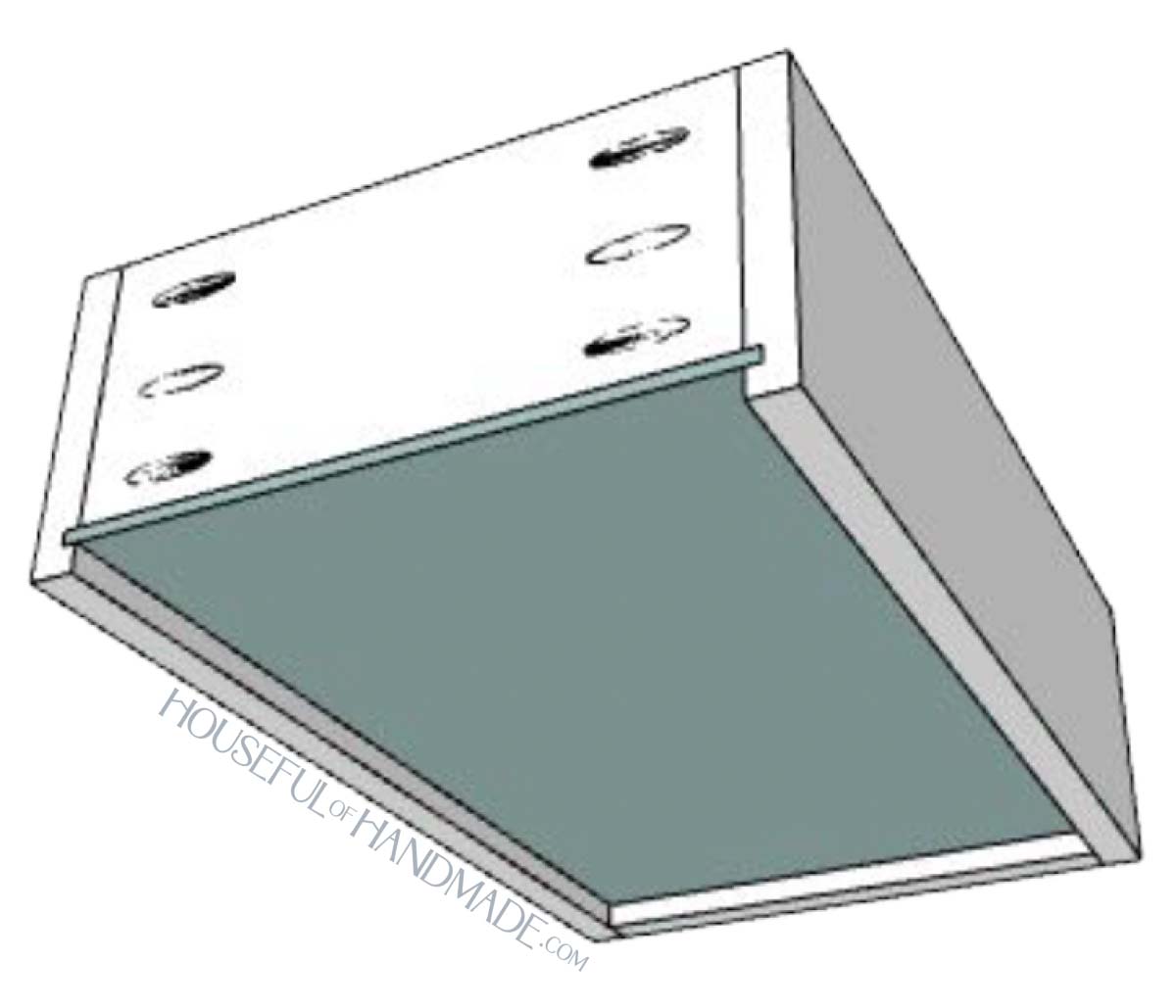 Finishing the drawer with a 1/4" plywood bottom. 