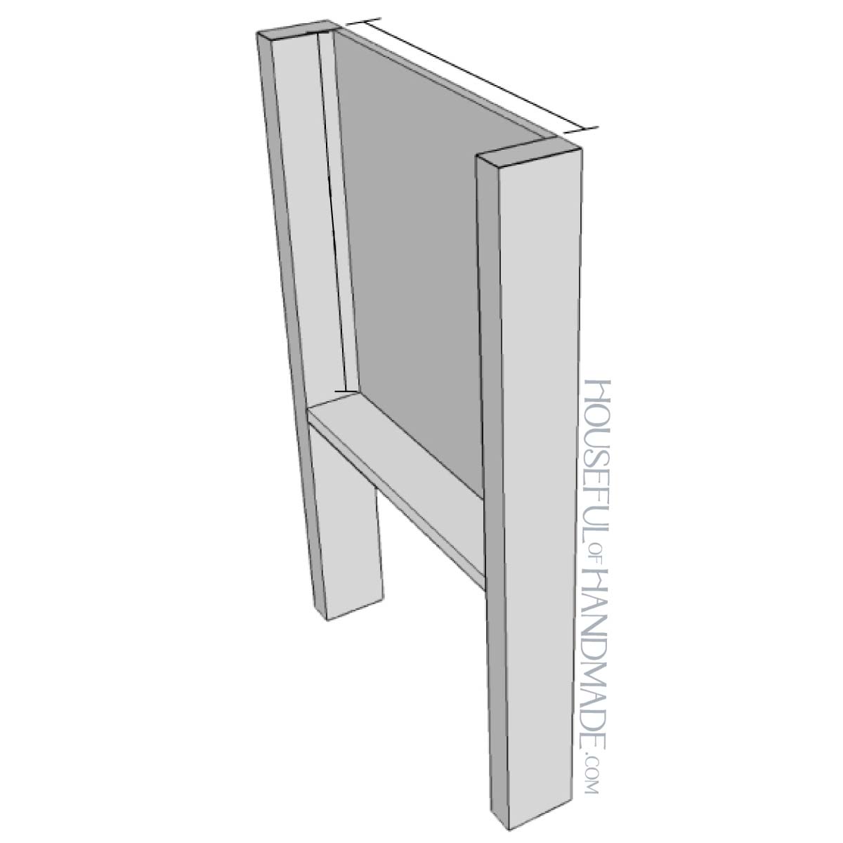 Building a center leg for the double vanity. 