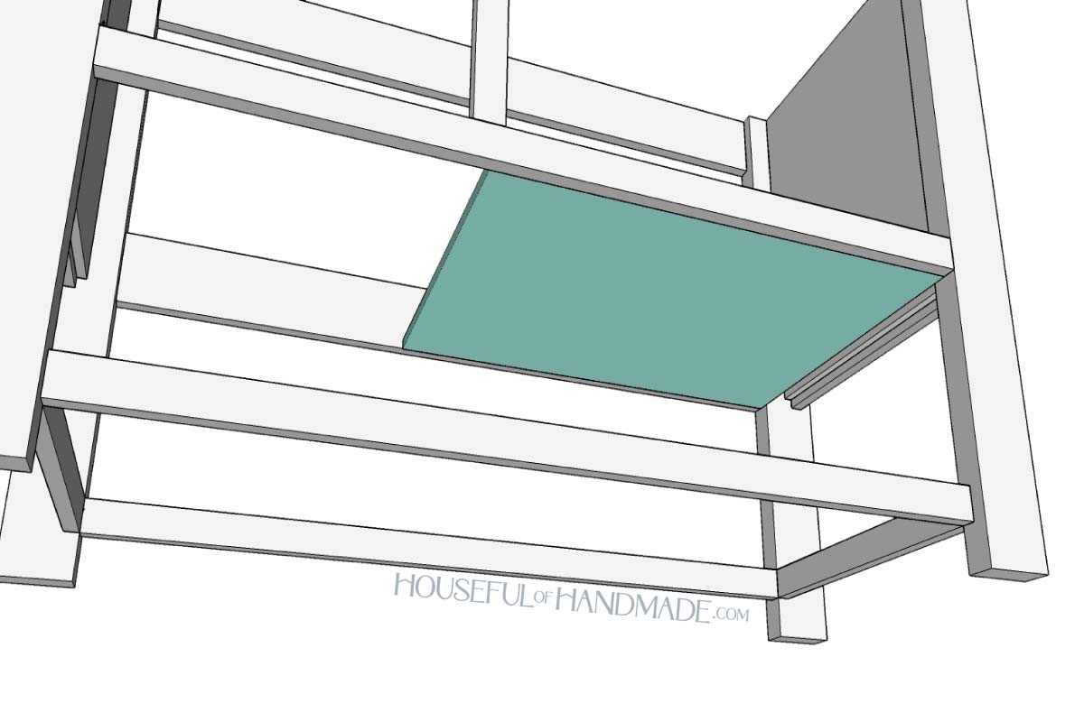 Attaching the bottom to the cabinet section of the vanity. 