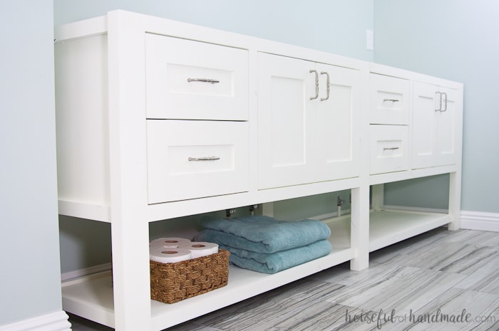 How To Build A Bathroom Vanity Sliding Shelf - Interior Frugalista