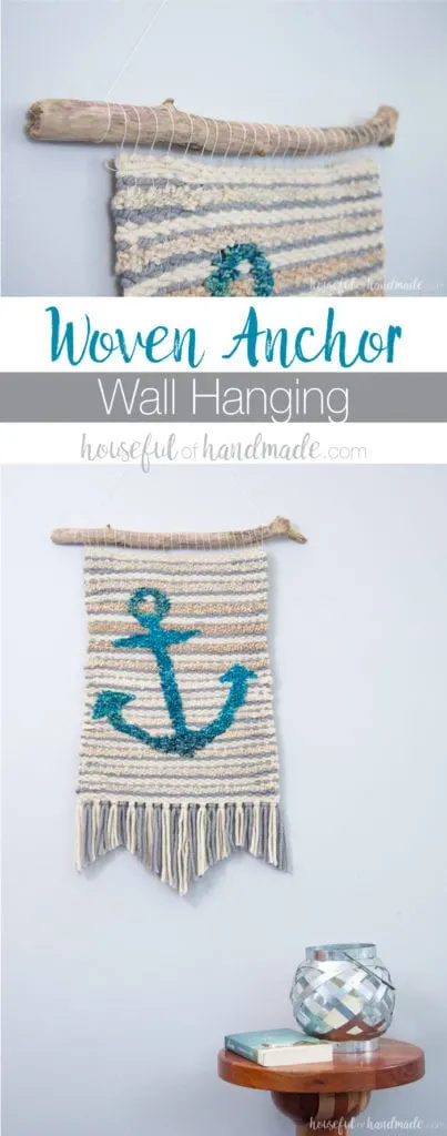 Create beautiful textured art for your walls with a DIY weaving. I decided to try out weaving for the first time and am sharing what I learned while making a Woven Anchor Wall Hanging. It was so much fun, I am already planning on a second project. | Housefulofhandmade.com