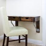 Create the perfect homework space with this easy to build desk. This easy rustic industrial wall-mounted desk can be added in any small space. Get the free build plans today! | Housefulofhandmade.com