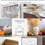 A collection of rustic Thanksgiving decorations you can DIY.