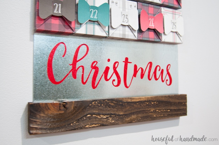 farmhouse style advent calendar with metal and wood. 