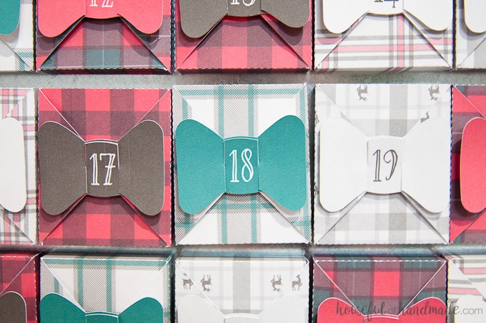 close up of farmhouse style advent calendar