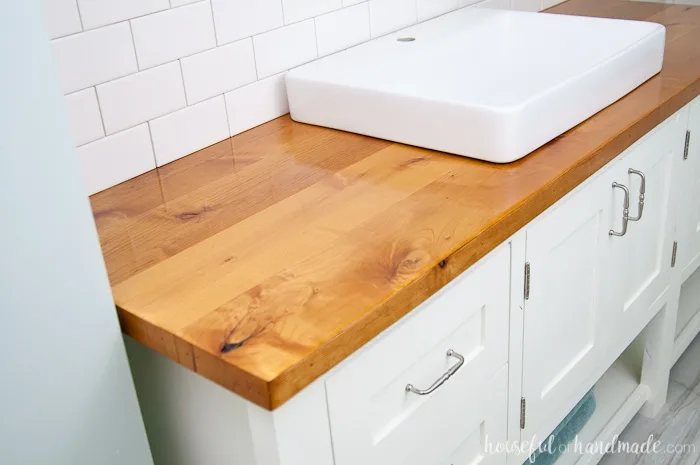 Build Protect A Wood Vanity Top, How To Make A Wood Countertop For Bathroom