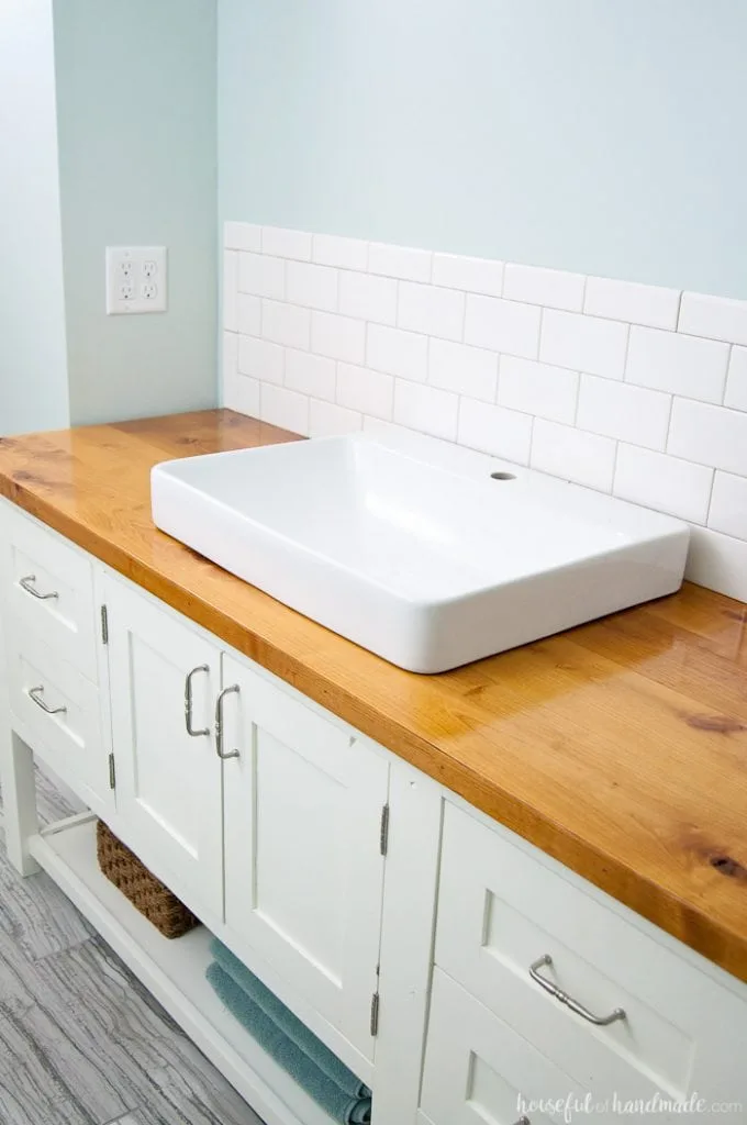 Build Protect A Wood Vanity Top, How To Paint Wood Bathroom Countertop