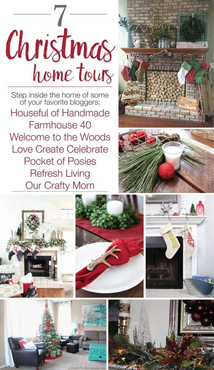 Step inside the home of some of your favorite bloggers all decorated for Christmas. These 7 homes are all decked out for the holidays and ready to show off. Lots of beautiful inspiration. Hosted by Housefulofhandmade.com