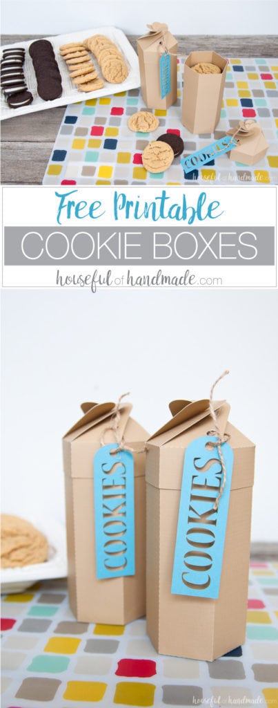 Create the perfect gift with these folded treat boxes. Download these free printable cookie boxes and fill them with your favorite cookies for a quick and easy gift. | Housefulofhandmade.com