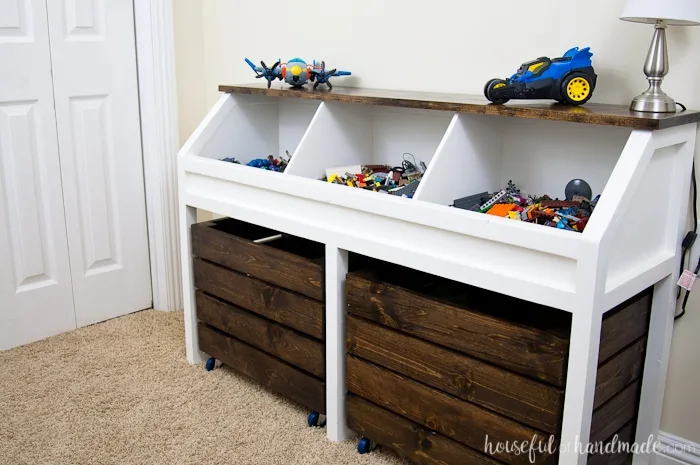 diy toy storage plywood box with slide out bins  Diy toy storage, Toy  storage solutions, Toy storage