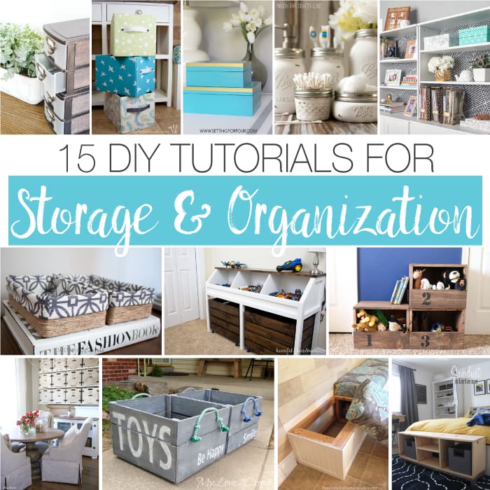 Get organized this year and save lots of money with these 15 DIY storage and organization tutorials. Everything from bins to boxes, furniture with loads of storage and places for all those toys! | Housefulofhandmade.com