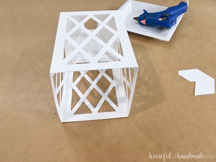 DIY Paper Lantern shown with hot glue gun