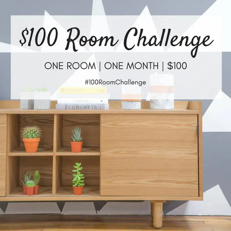 See how I make over this office & craft room for only $100! This March join in on the fun with a bunch of bloggers as they redo rooms in the $100 room challenge. Housefulofhandmade.com | Budget room makeover | $100 Room Challenge | DIY Room Makeover | Home Renovation Ideas | Office Makeover | Craft room Makeover | Budget Storage Ideas