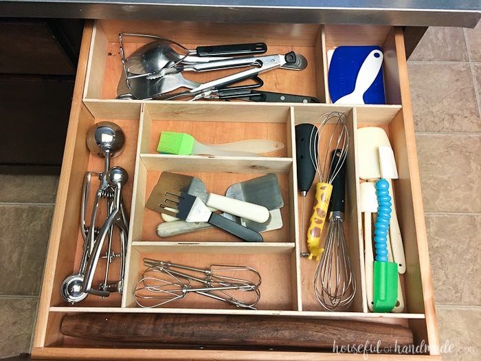 kitchen utensil drawer with dividers for organization