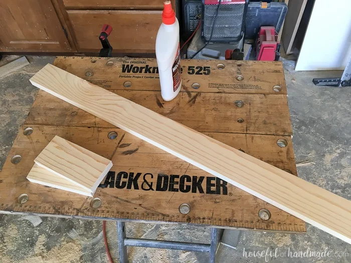 DIY Craft Paint Storage Rack from scrap wood and wire shelves