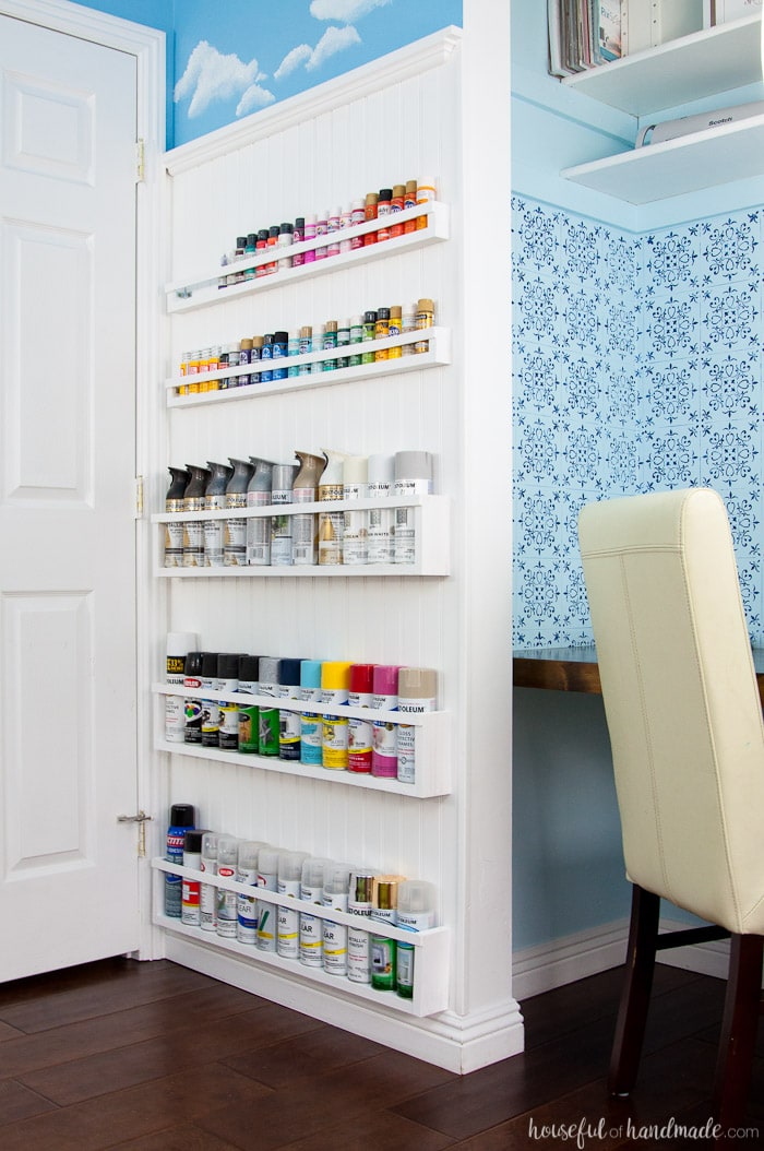 Create a paint storage shelf you can display proudly in your home.