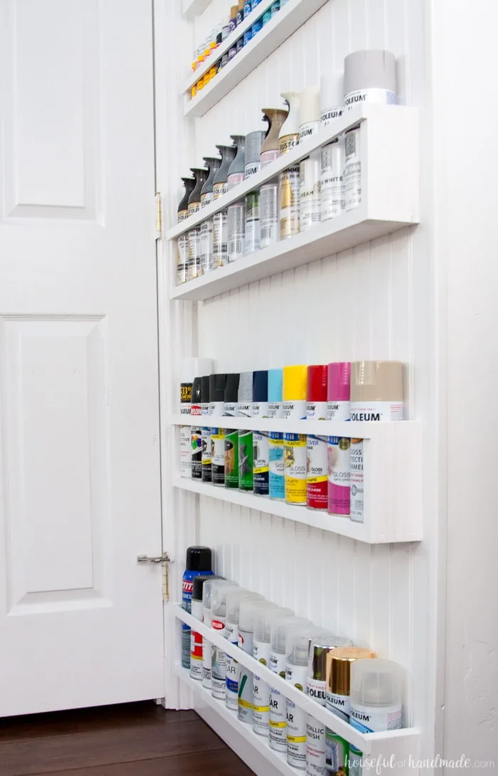 DIY Paint Storage Shelves - Houseful of Handmade