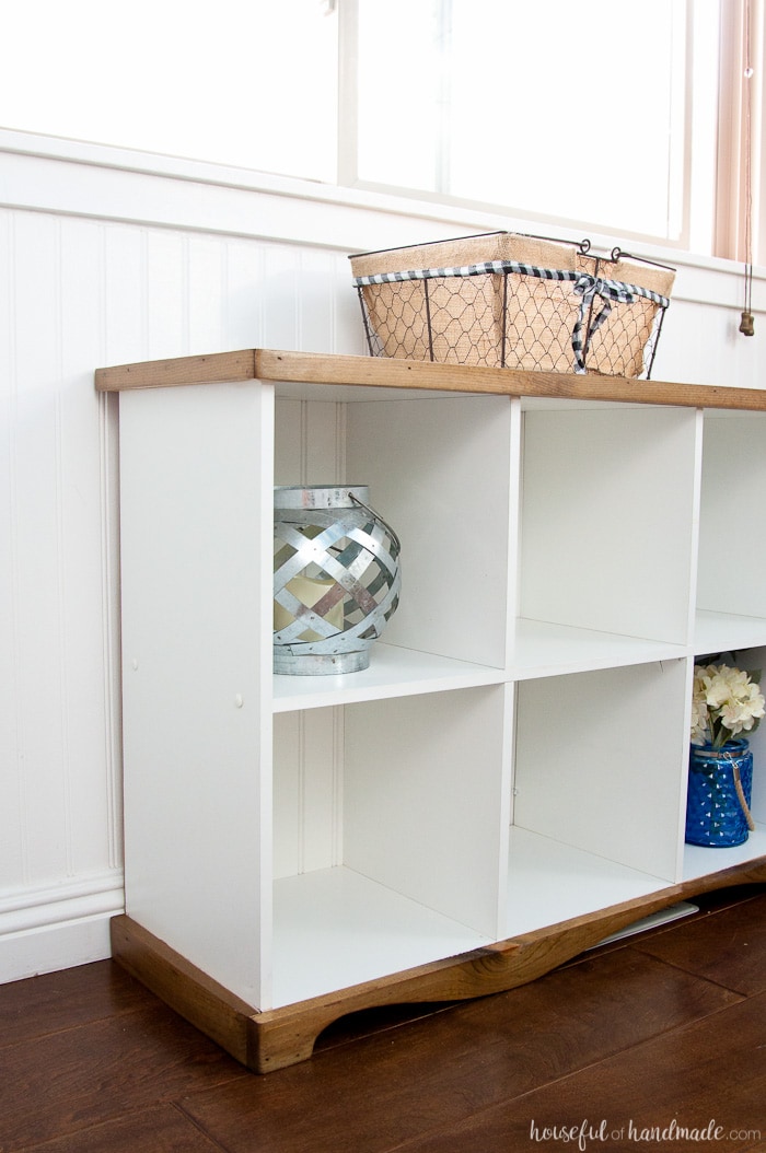 Angle view of a diy cube bookcase