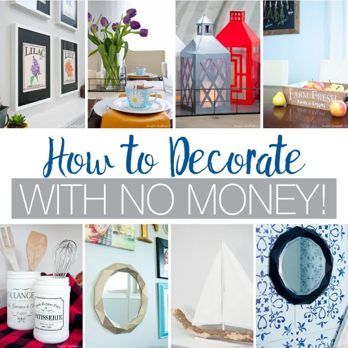 Create a cozy and wonderful space on a budget! Learn tips and ideas for how to decorate with no money (or for less than the cost of a latte). Housefulofhandmade.com | Budget decor | DIY Decor | Paper Decor | How to Decorate | Home Decor Ideas