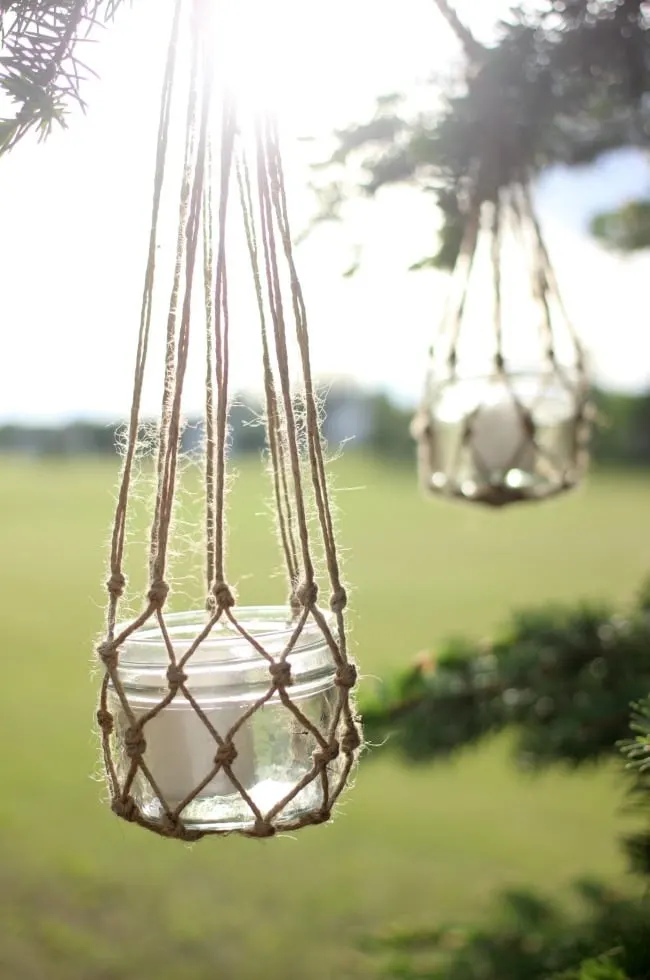 Ways to Upcycle Glass Jars & Bottles: Jute String Lantern from Love Create Celebrate.