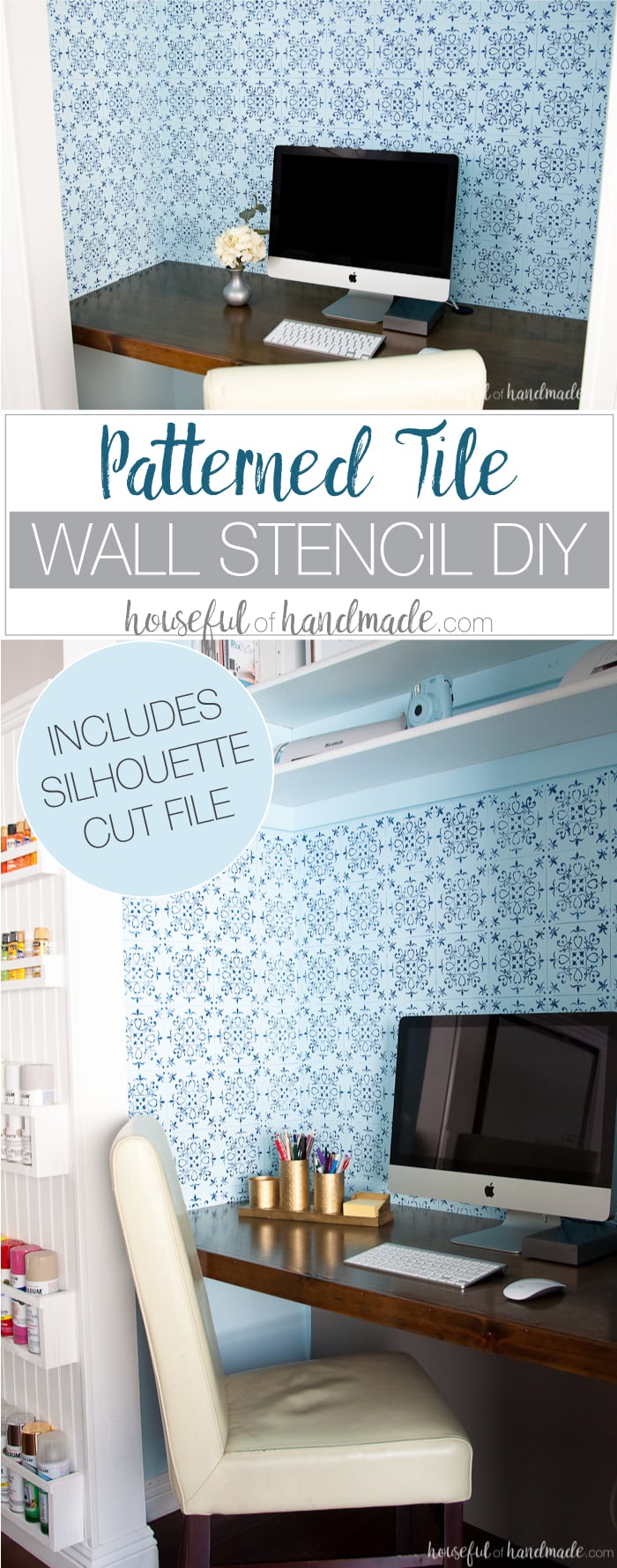Patterned Tile Wall Stencil DIY Houseful of Handmade
